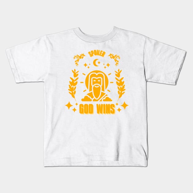 Spoiler God Wins Kids T-Shirt by Oeuvres